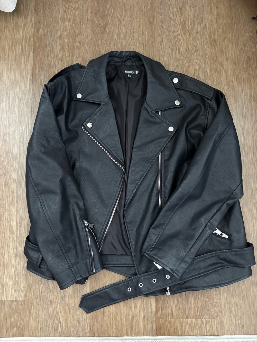 Women’s Black Faux Leather Biker Jacket